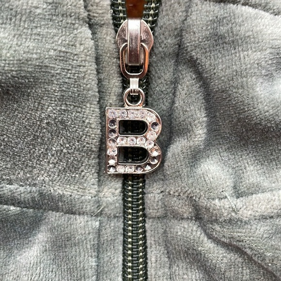 BCBGMAXAZRIA Velour Jacket Rhinestone Pockets Zipper Long Sleeve Green Size L - Picture 11 of 14